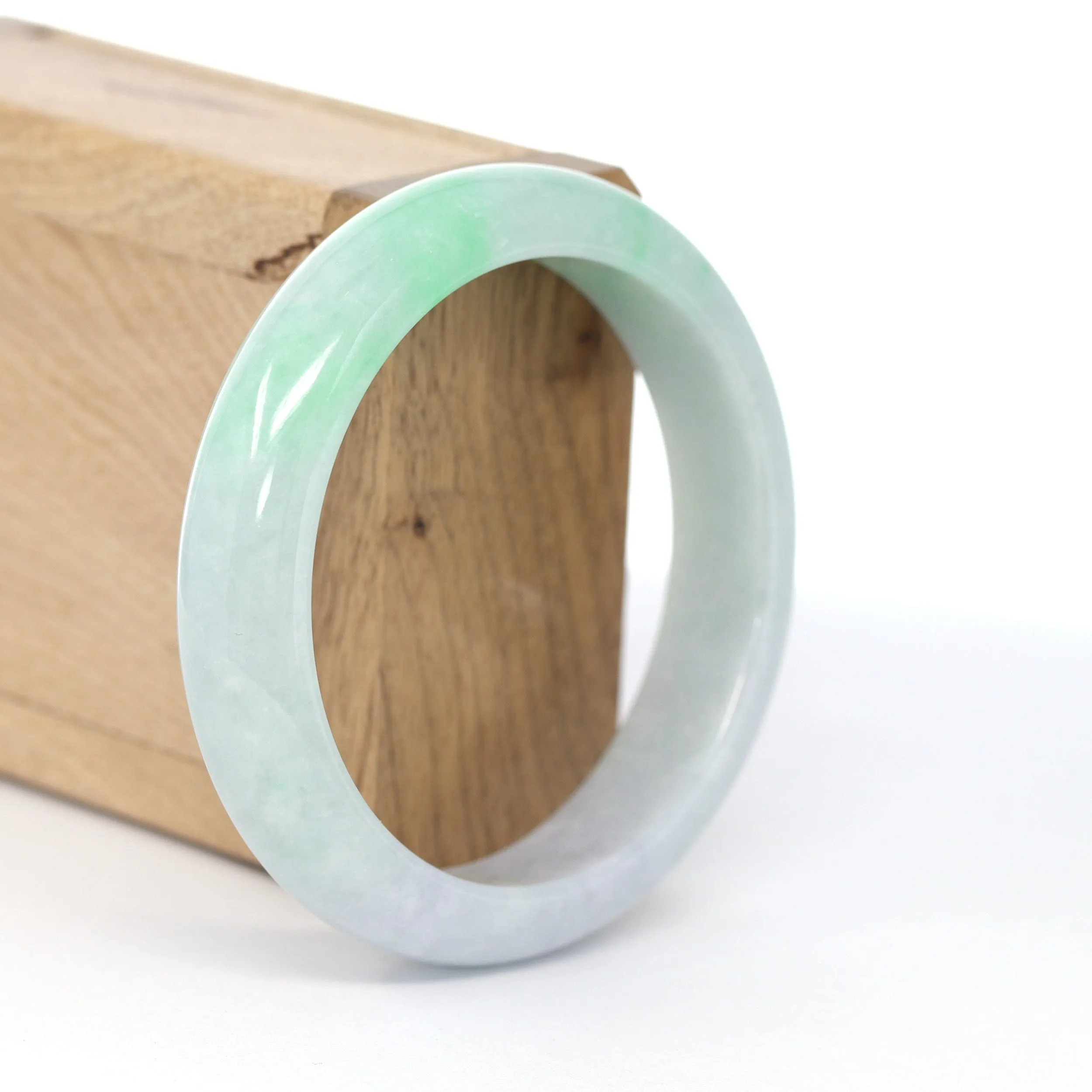 RealJade® Co. "Classic Bangle" High-quality Lavender-Green Natural Burmese Jadeite Jade Bangle (57.85 mm)#604