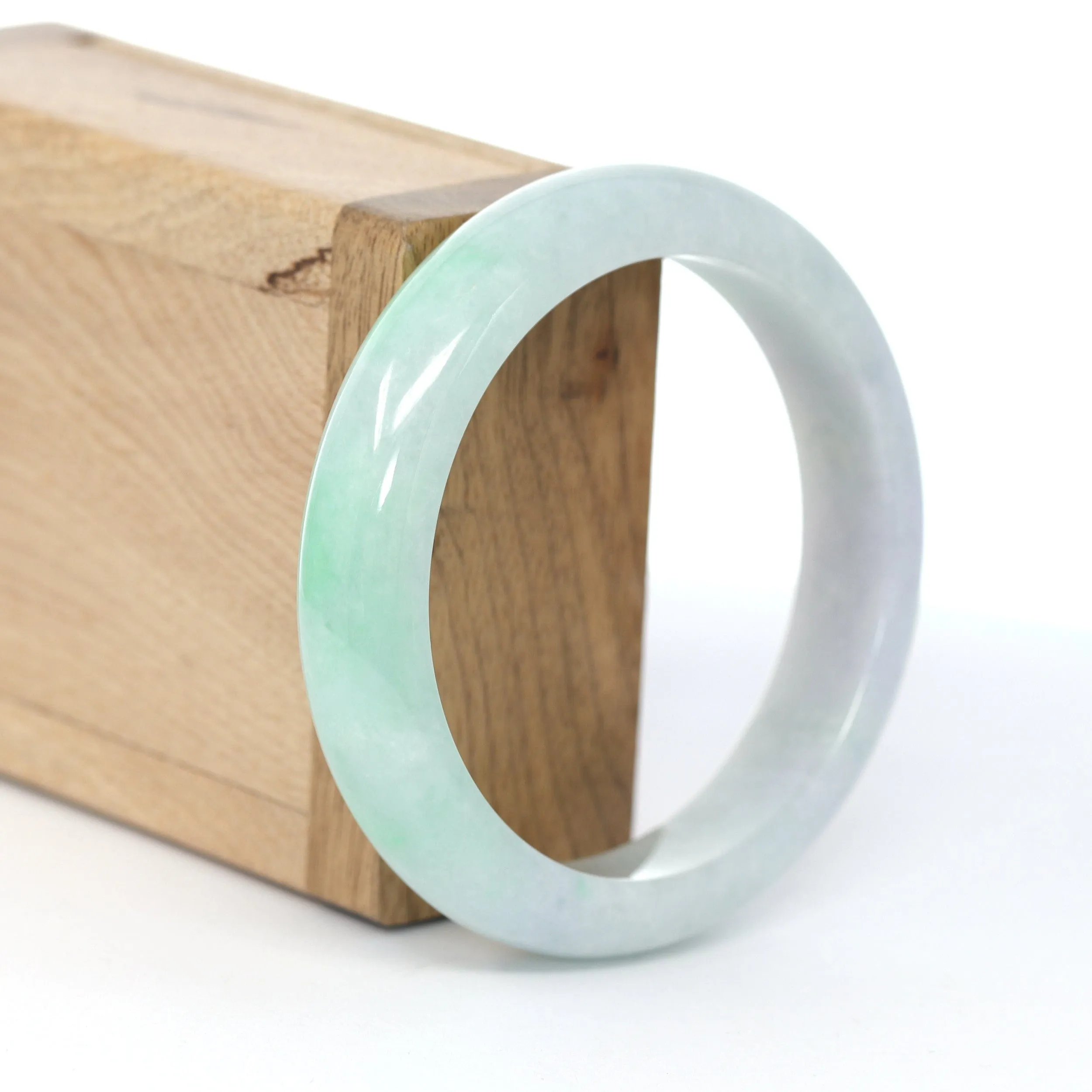 RealJade® Co. "Classic Bangle" High-quality Lavender-Green Natural Burmese Jadeite Jade Bangle (57.85 mm)#604