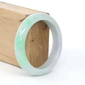 RealJade® Co. "Classic Bangle" High-quality Lavender-Green Natural Burmese Jadeite Jade Bangle (57.85 mm)#604