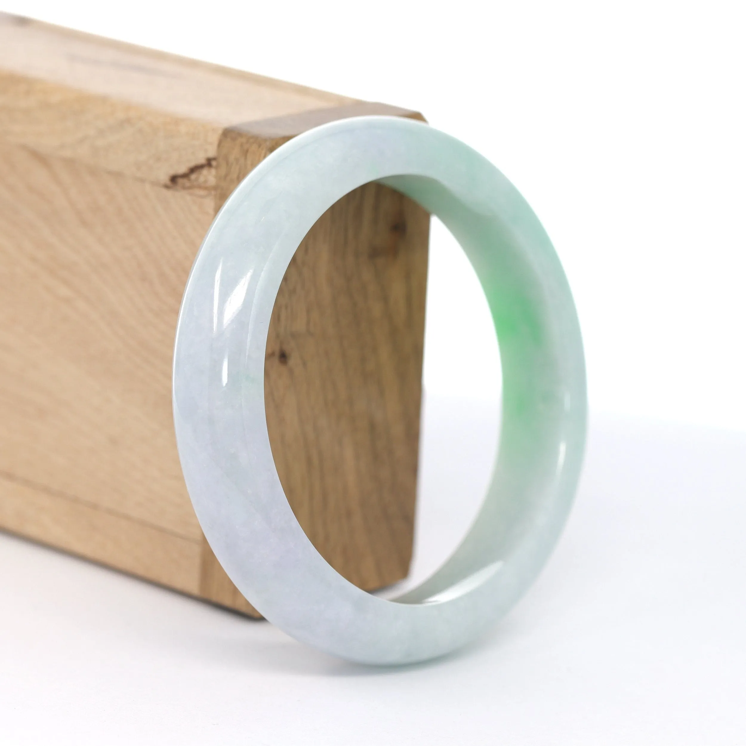 RealJade® Co. "Classic Bangle" High-quality Lavender-Green Natural Burmese Jadeite Jade Bangle (57.85 mm)#604