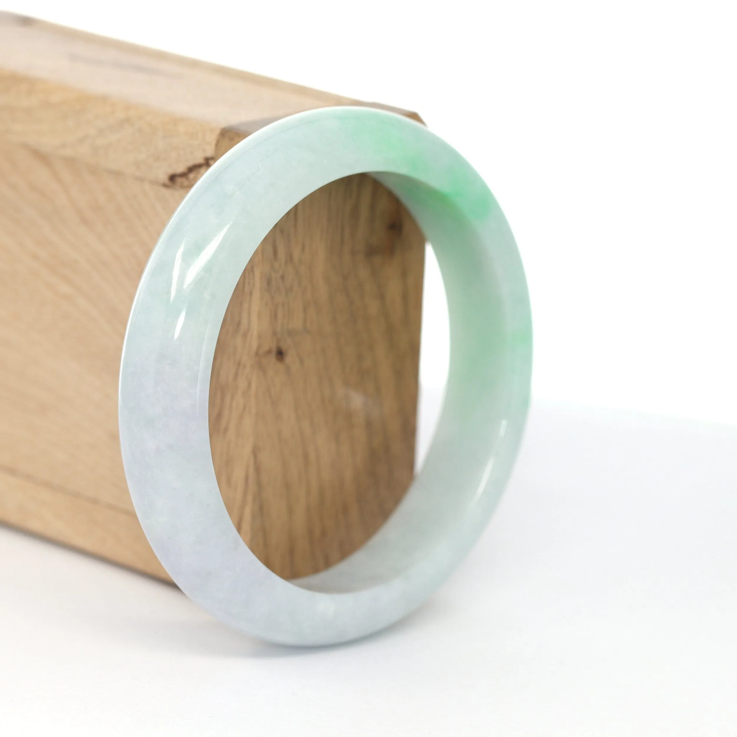 RealJade® Co. "Classic Bangle" High-quality Lavender-Green Natural Burmese Jadeite Jade Bangle (57.85 mm)#604