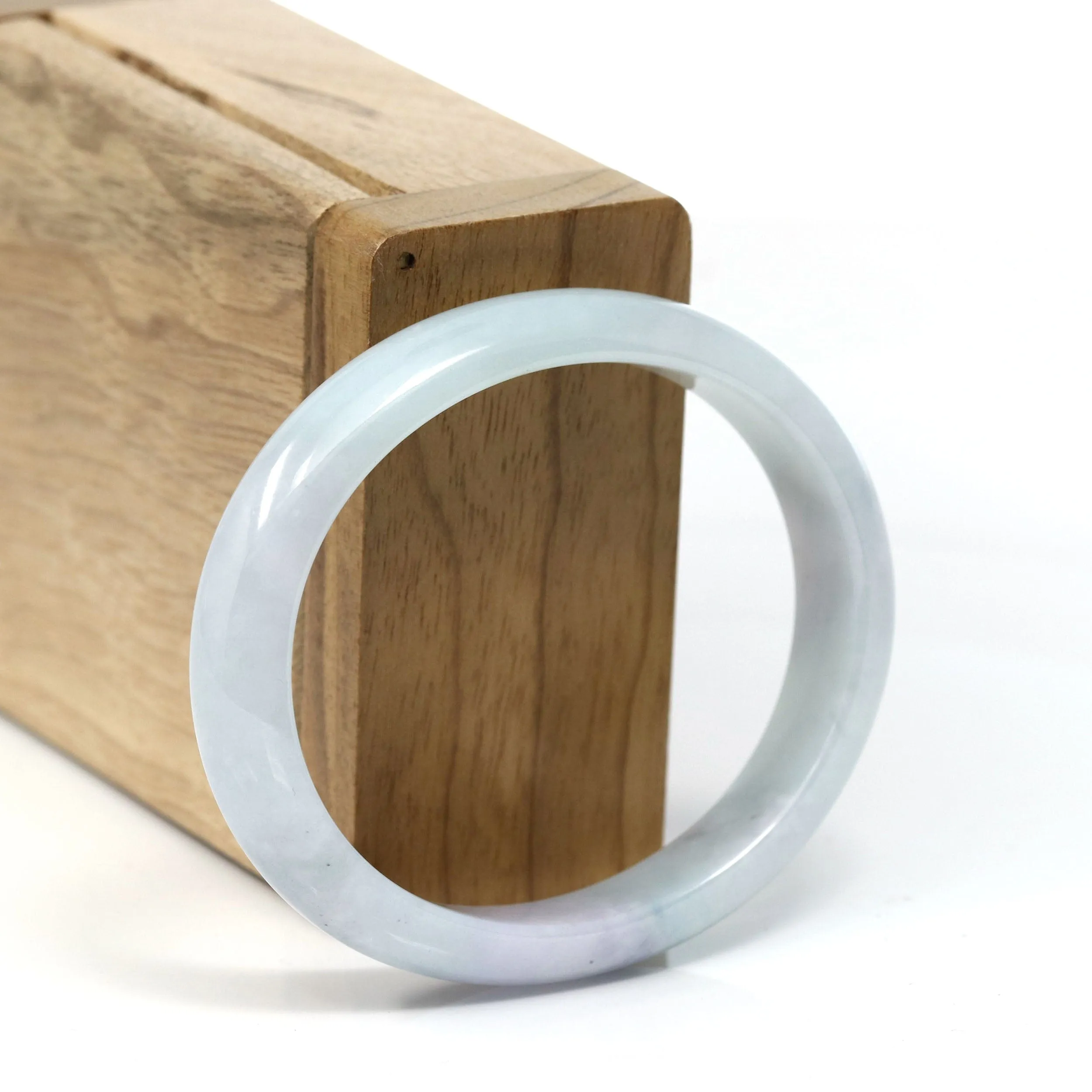 RealJade Co.® "Classic Bangle" Natural Jadeite Jade Oval Bangle (56.74mm) #T248