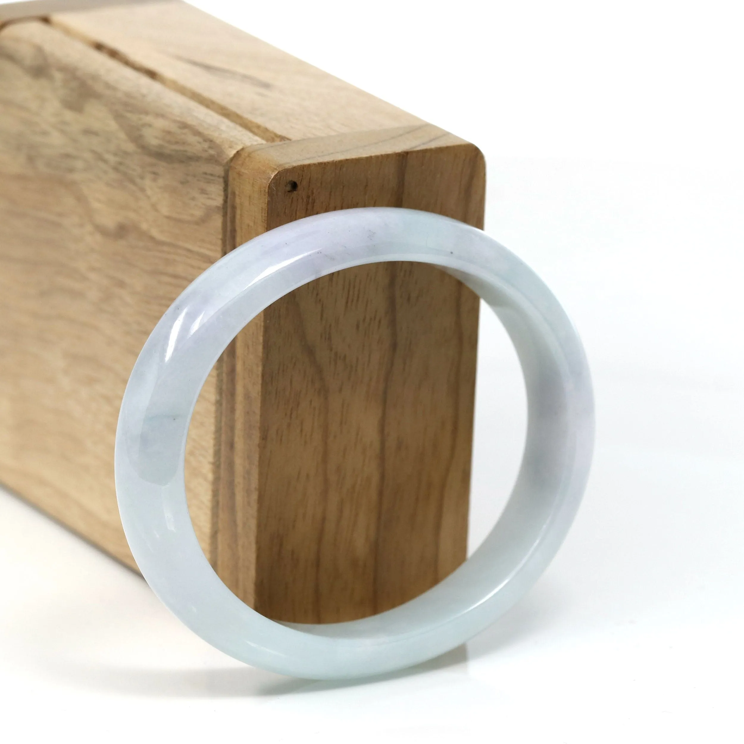 RealJade Co.® "Classic Bangle" Natural Jadeite Jade Oval Bangle (56.74mm) #T248