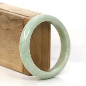RealJade® Co.  "Classic Bangle" Yellow Green Natural Burmese Jadeite Jade Bangle (57.39 mm) #815