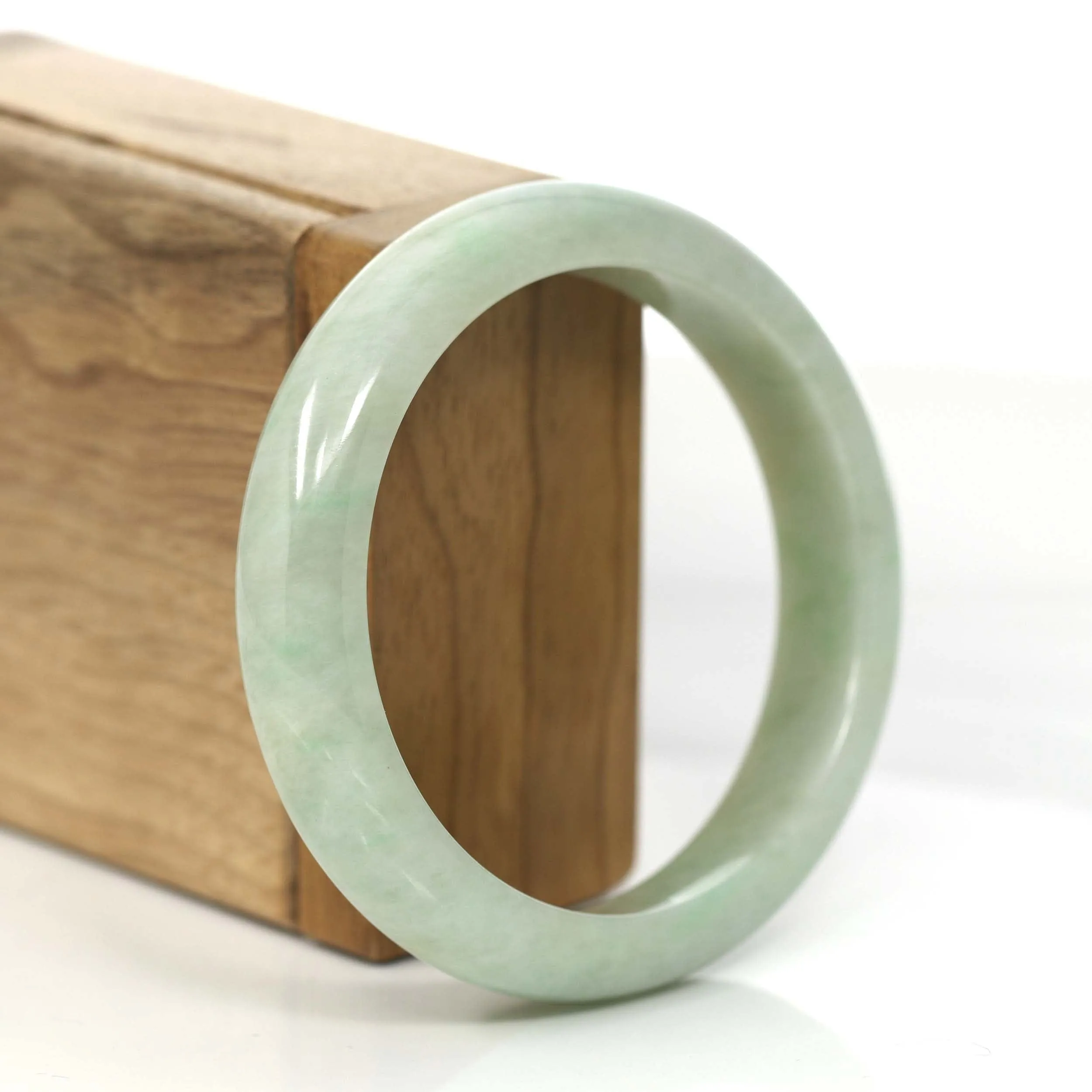 RealJade® Co.  "Classic Bangle" Yellow Green Natural Burmese Jadeite Jade Bangle (57.39 mm) #815