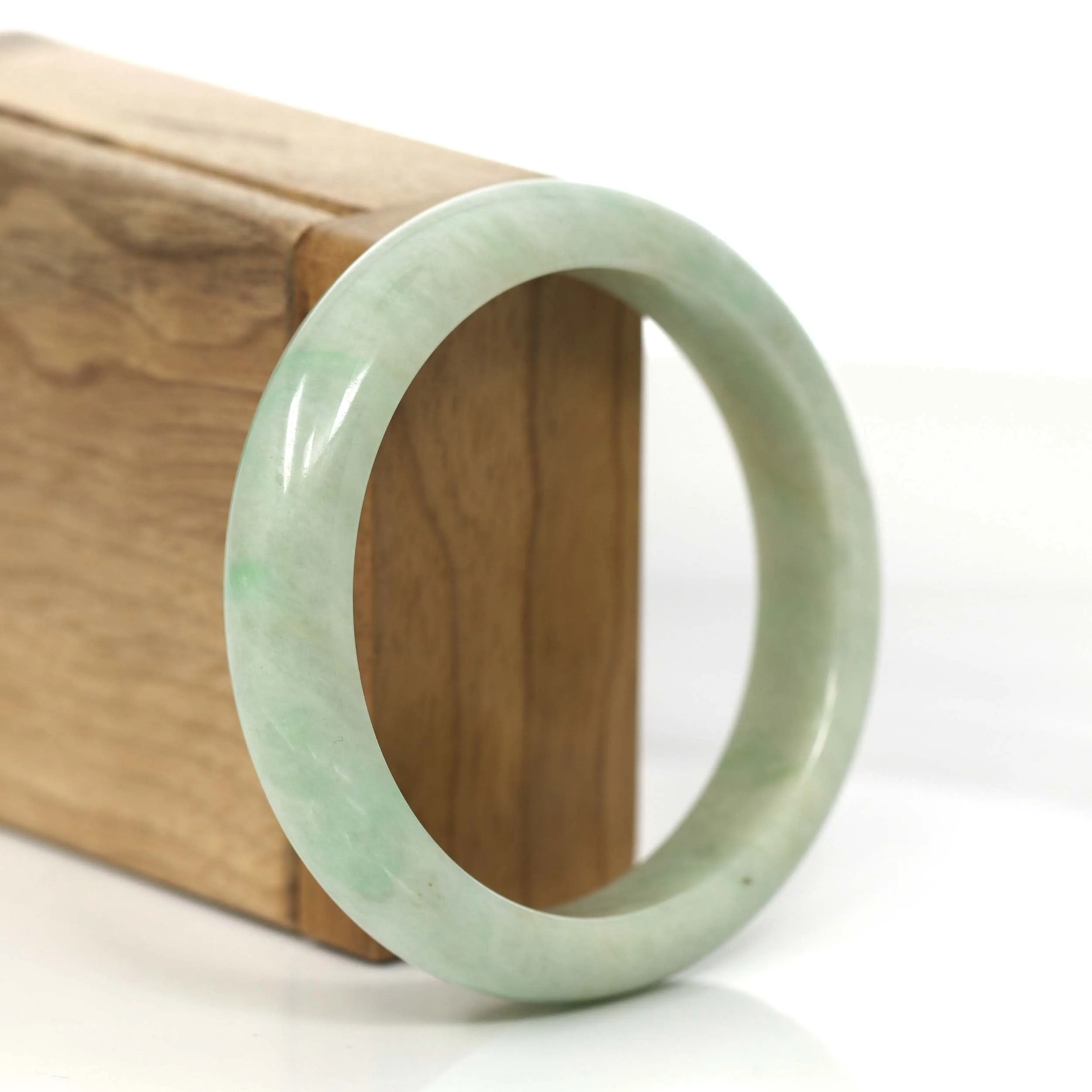 RealJade® Co.  "Classic Bangle" Yellow Green Natural Burmese Jadeite Jade Bangle (57.39 mm) #815