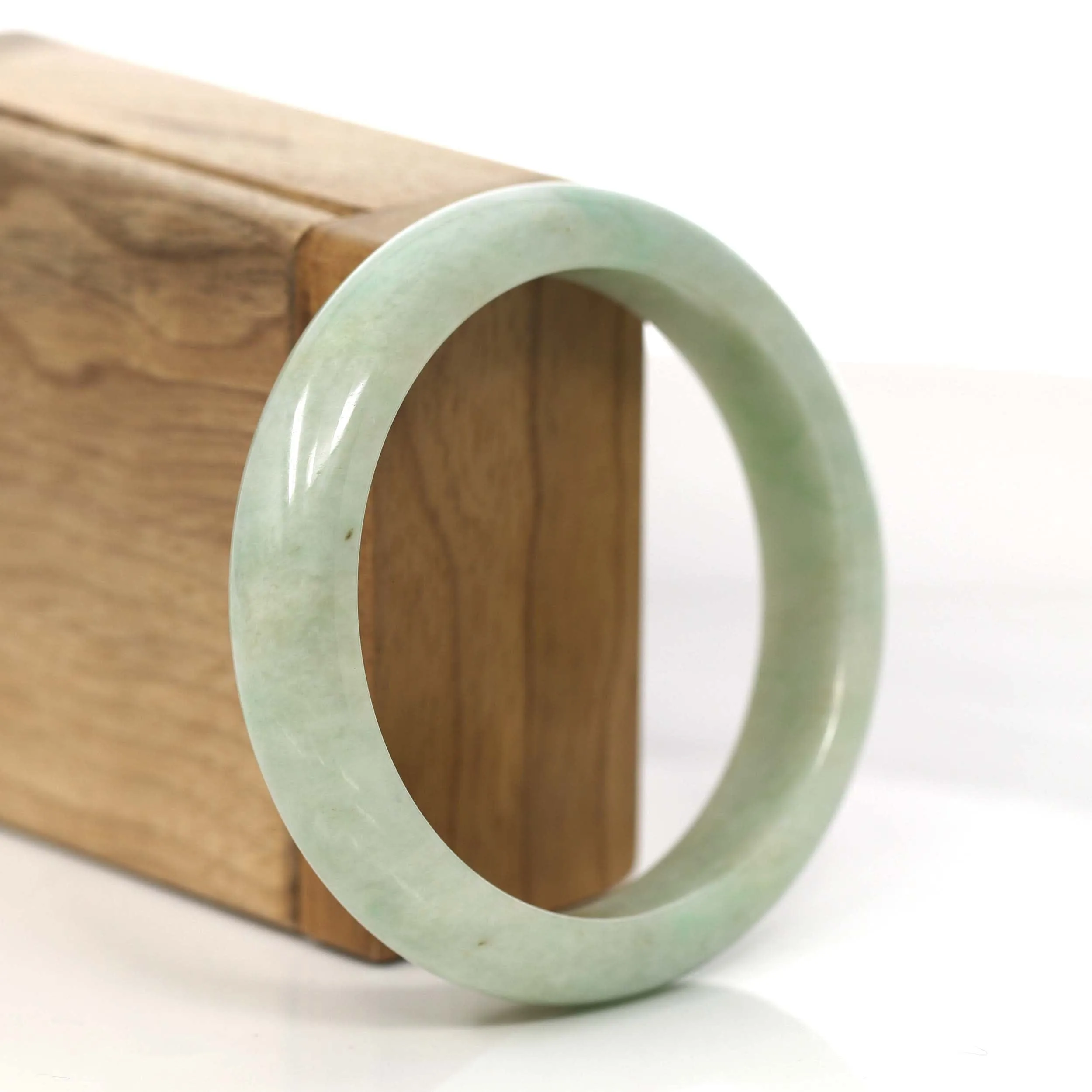 RealJade® Co.  "Classic Bangle" Yellow Green Natural Burmese Jadeite Jade Bangle (57.39 mm) #815