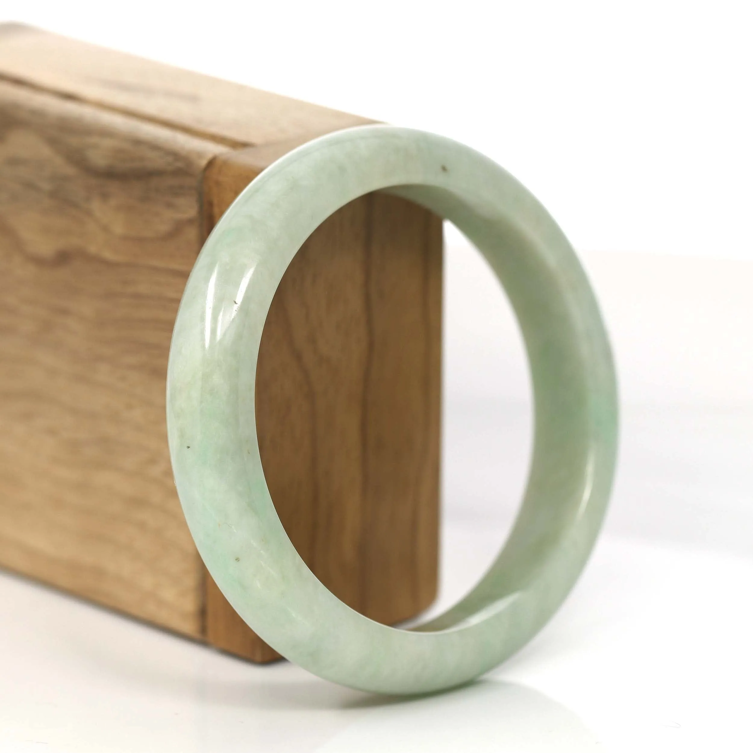 RealJade® Co.  "Classic Bangle" Yellow Green Natural Burmese Jadeite Jade Bangle (57.39 mm) #815
