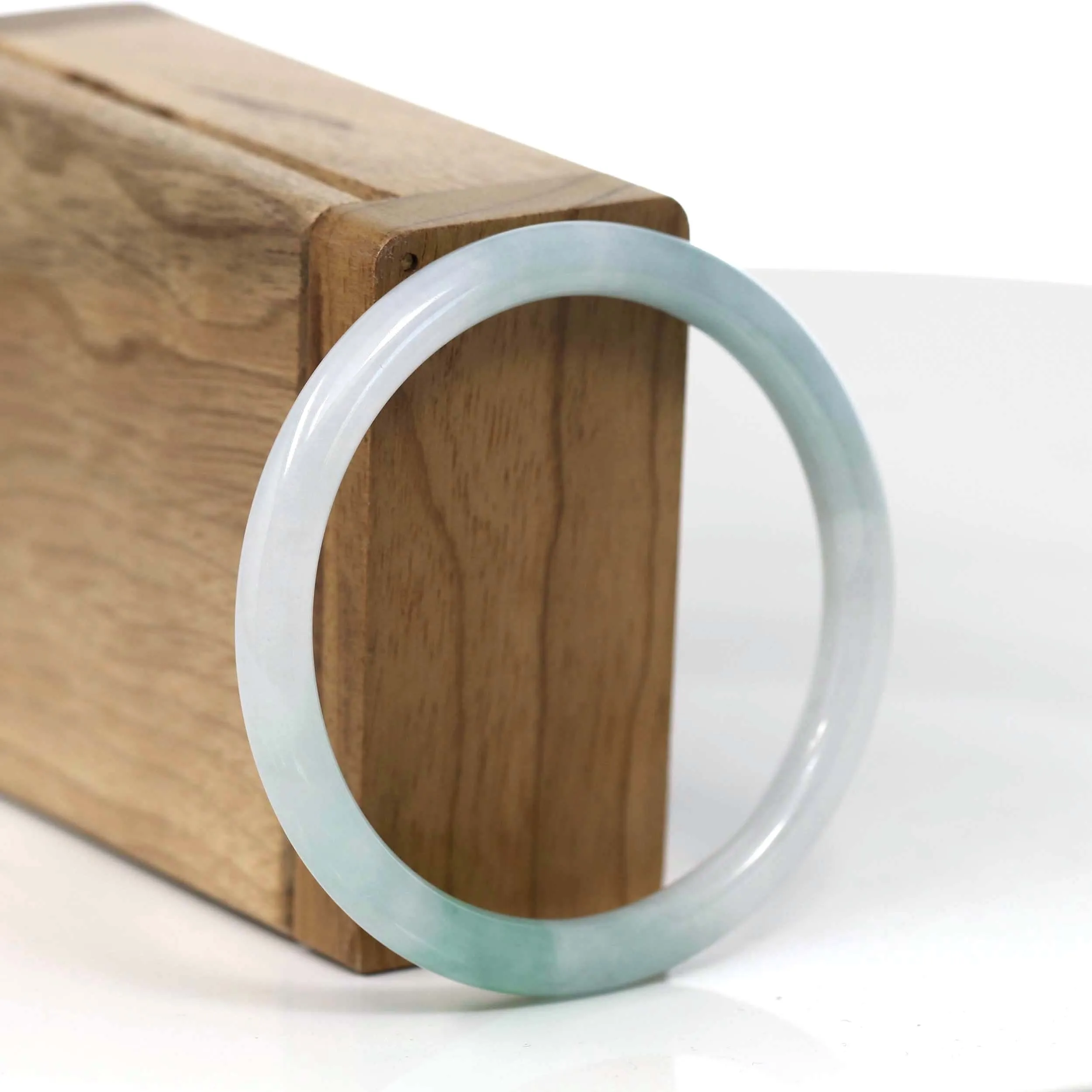 RealJade® Co. "Petite" Natural Burmese Blue-green Jadeite Jade Bangle Bracelet (54.54mm)#T152