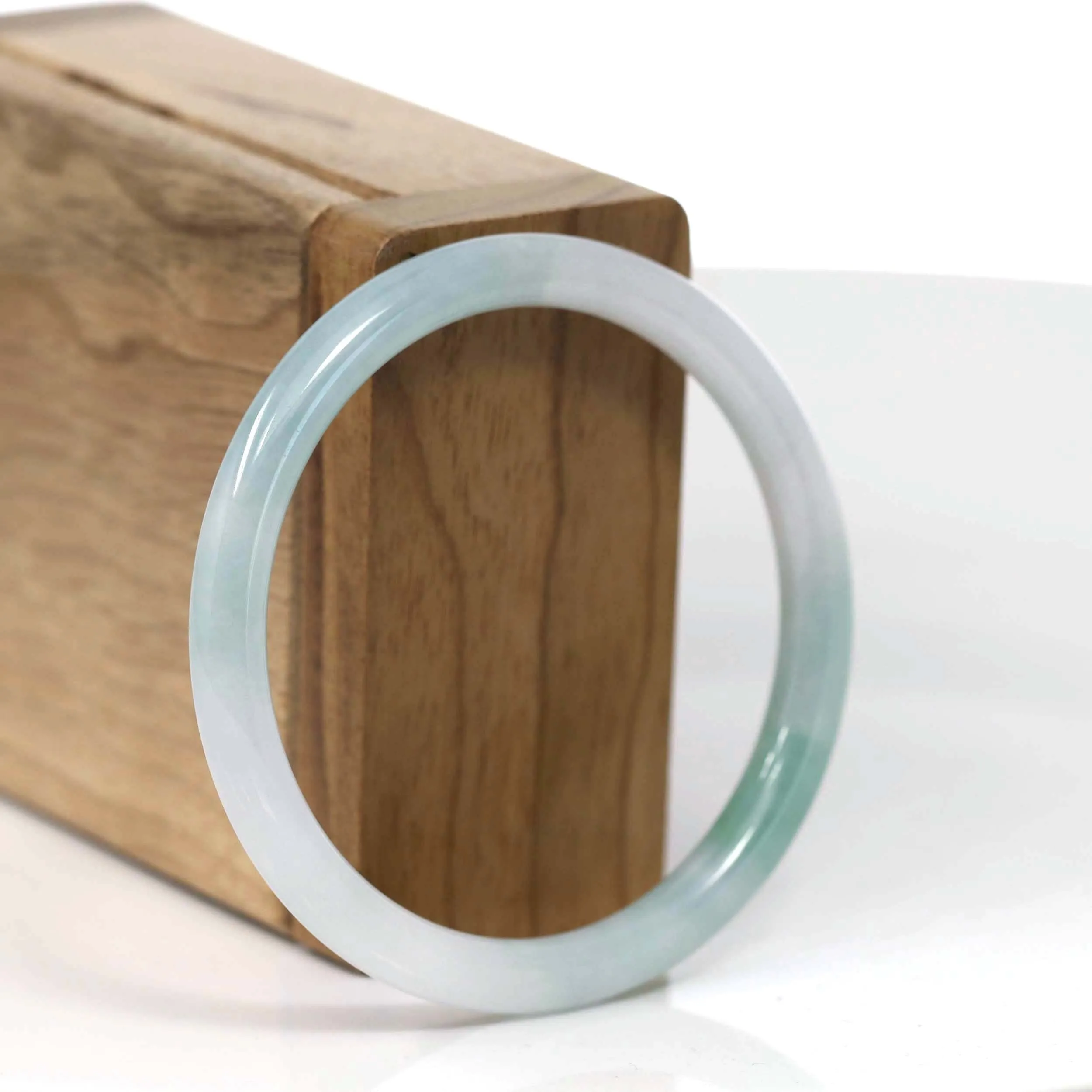 RealJade® Co. "Petite" Natural Burmese Blue-green Jadeite Jade Bangle Bracelet (54.54mm)#T152