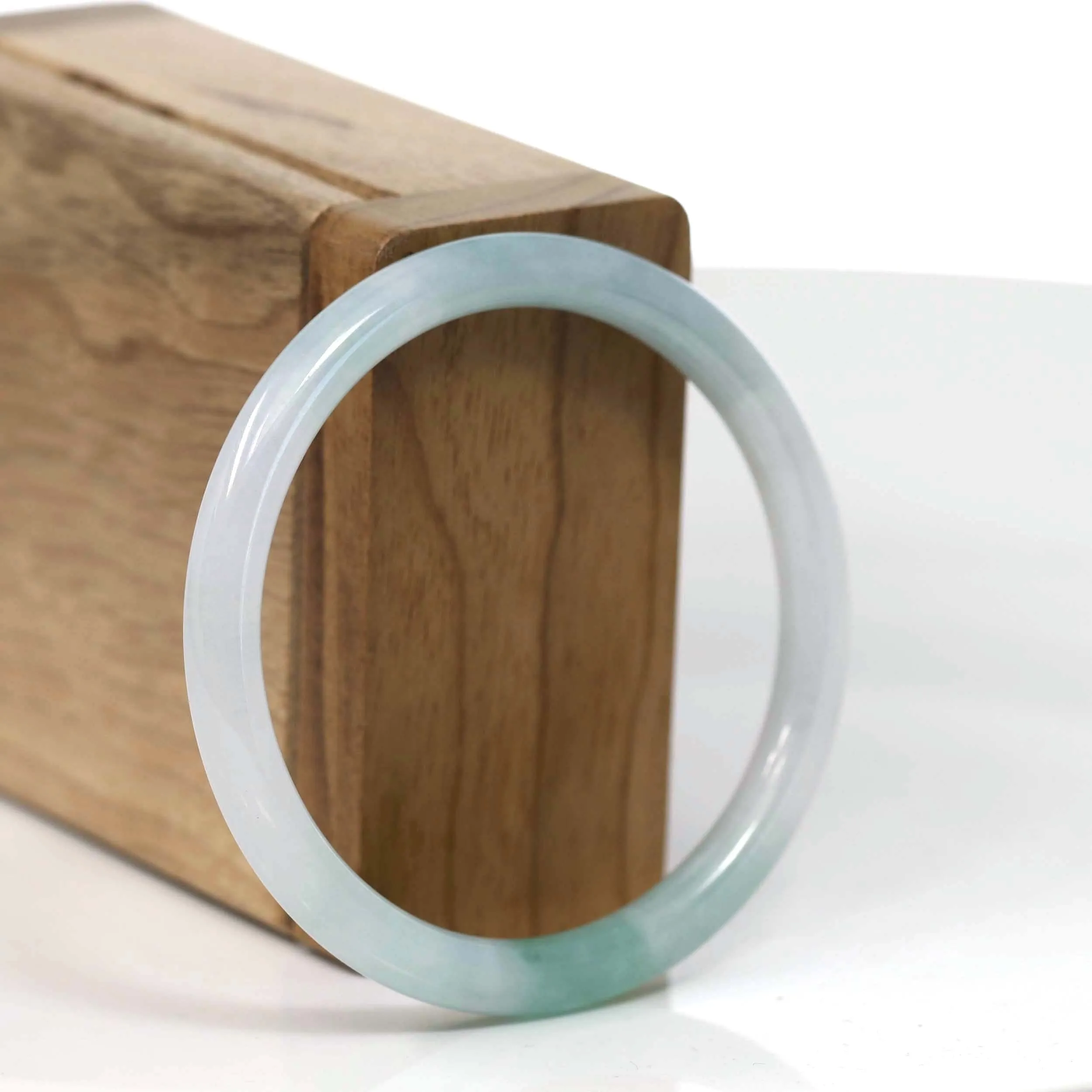 RealJade® Co. "Petite" Natural Burmese Blue-green Jadeite Jade Bangle Bracelet (54.54mm)#T152
