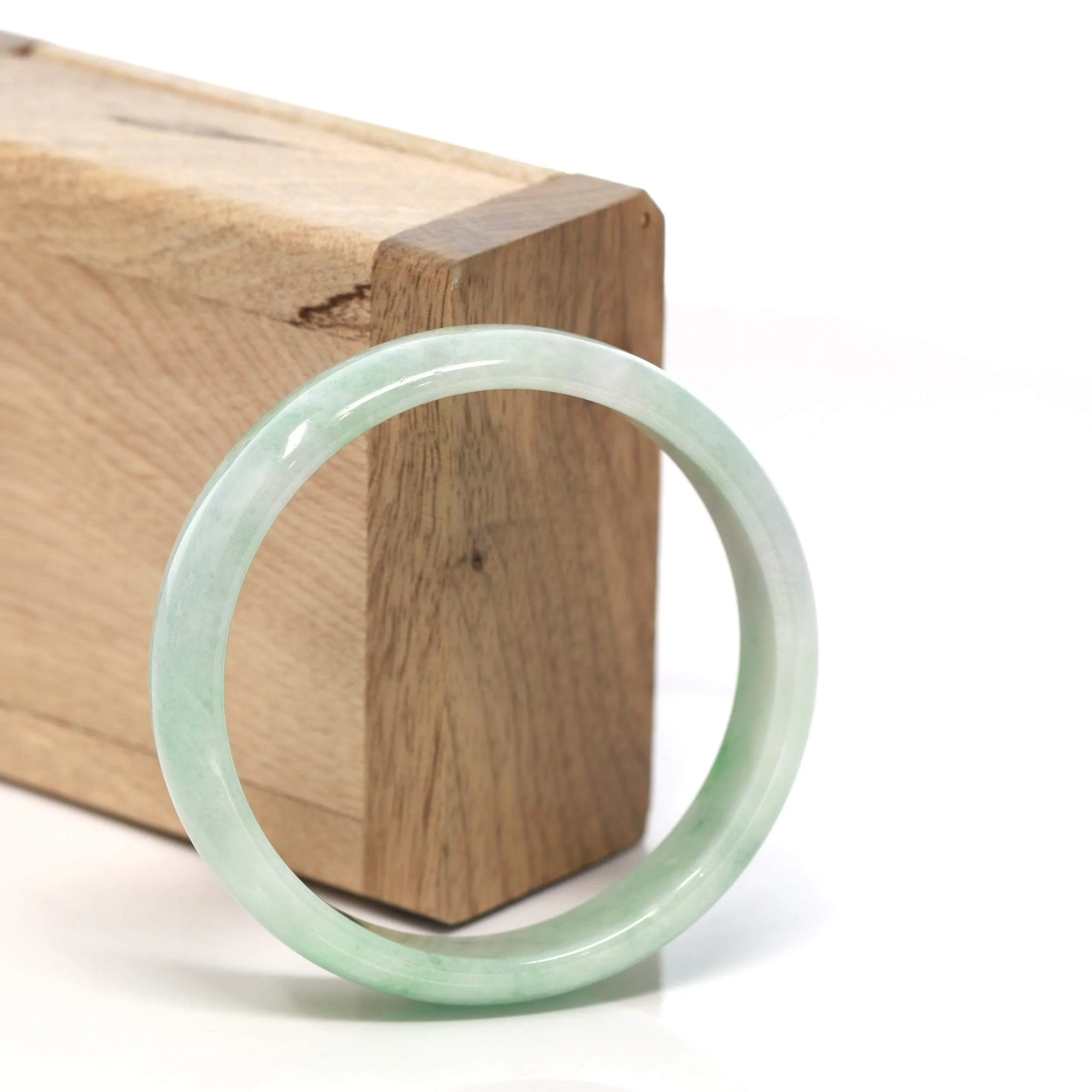 RealJade® "Classic Bangle" Genuine Burmese Green Jadeite Jade Bangle Bracelet (53.62 mm) #162