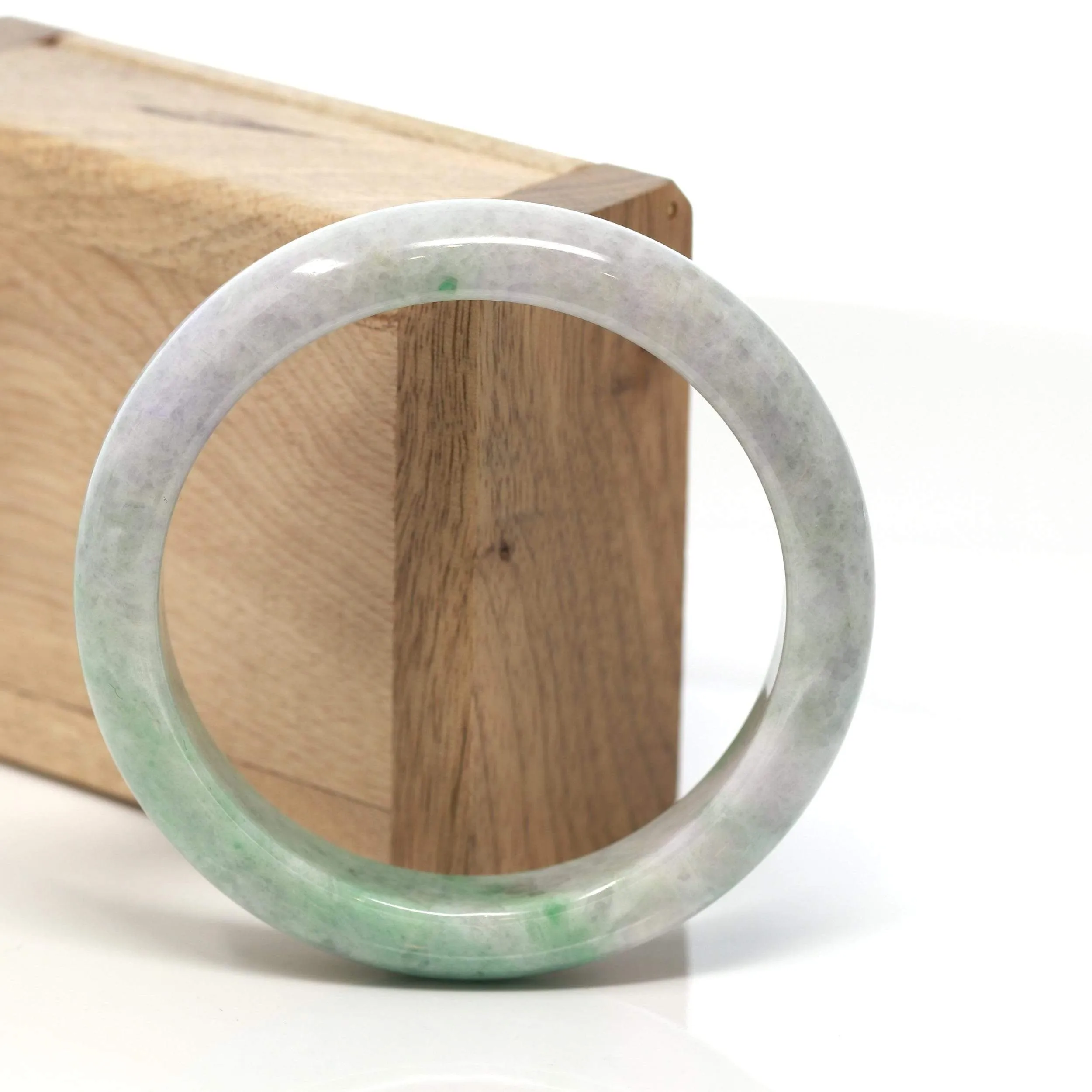 RealJade® "Classic Bangle" Genuine Burmese Green Jadeite Jade Bangle Bracelet (58.4 mm) #136