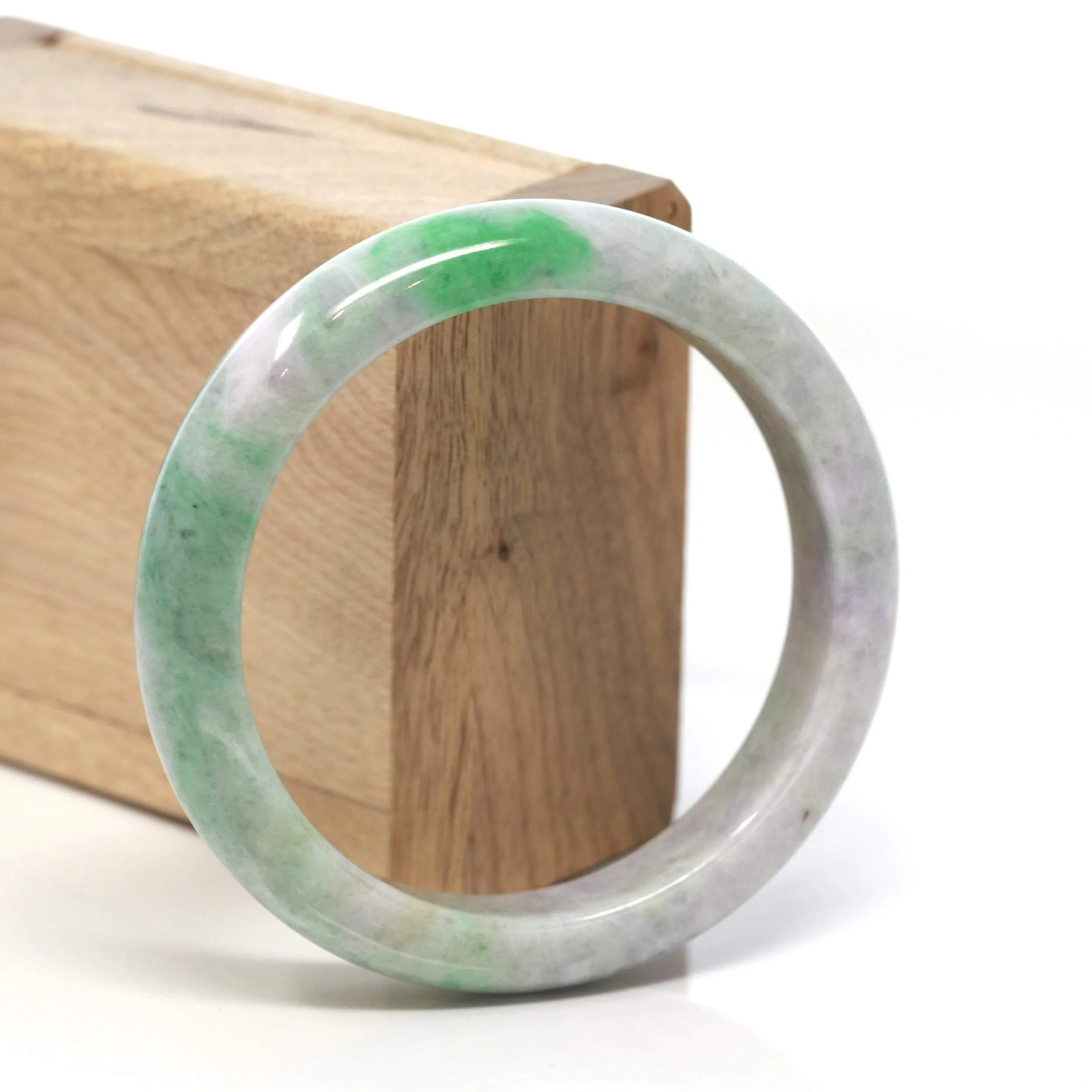 RealJade® "Classic Bangle" Genuine Burmese Green Jadeite Jade Bangle Bracelet (58.4 mm) #136