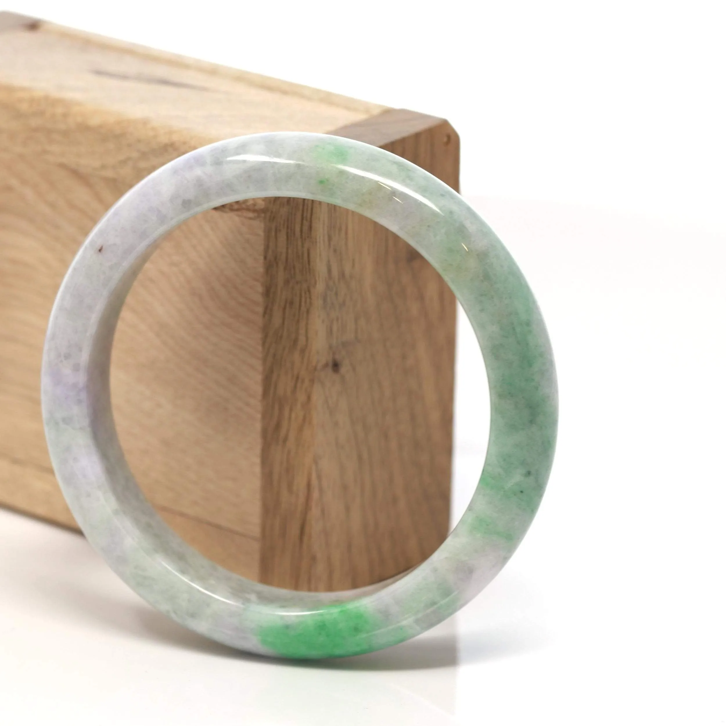 RealJade® "Classic Bangle" Genuine Burmese Green Jadeite Jade Bangle Bracelet (58.4 mm) #136