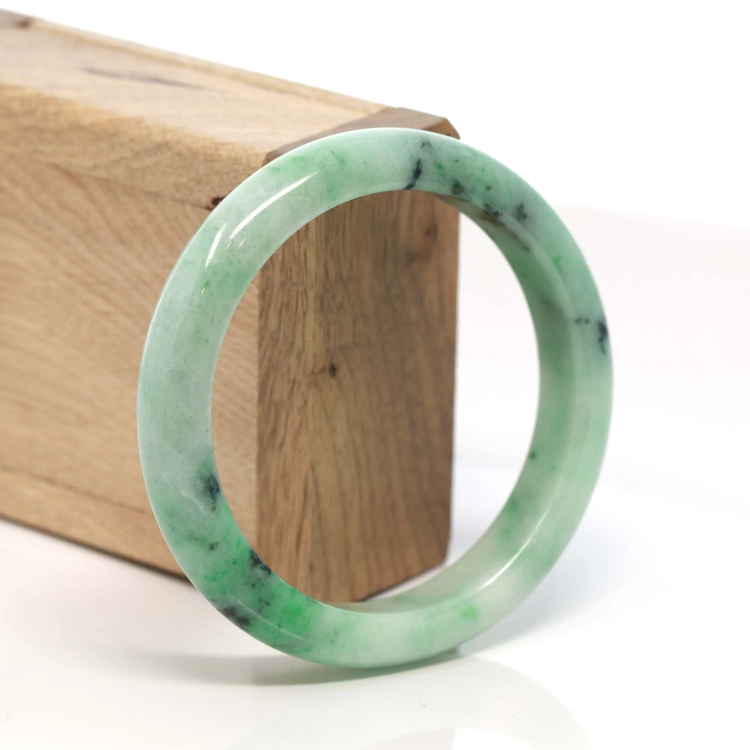 RealJade® "Classic Bangle" Genuine Burmese Green Jadeite Jade Bangle Bracelet (58.4 mm) #171