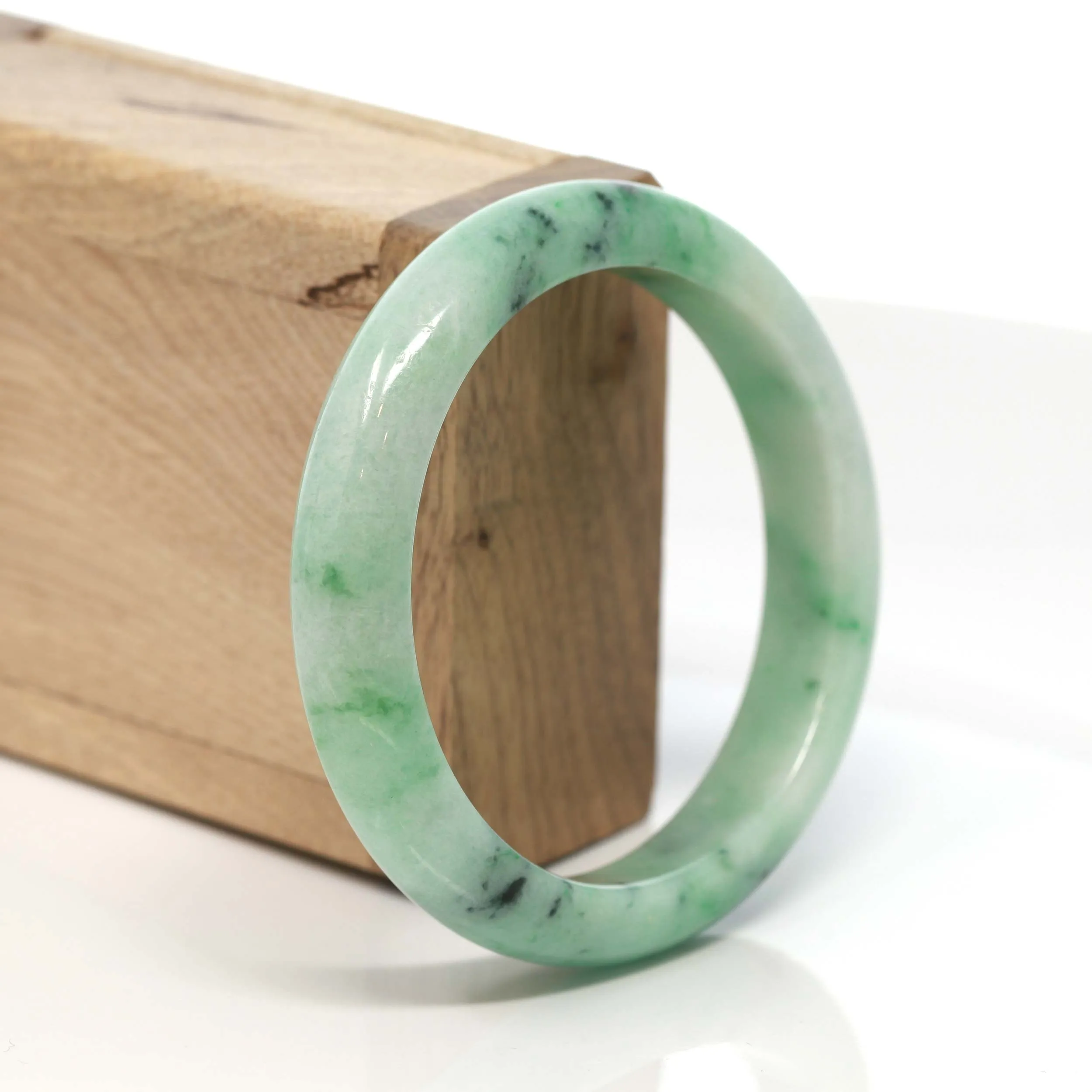 RealJade® "Classic Bangle" Genuine Burmese Green Jadeite Jade Bangle Bracelet (58.4 mm) #171
