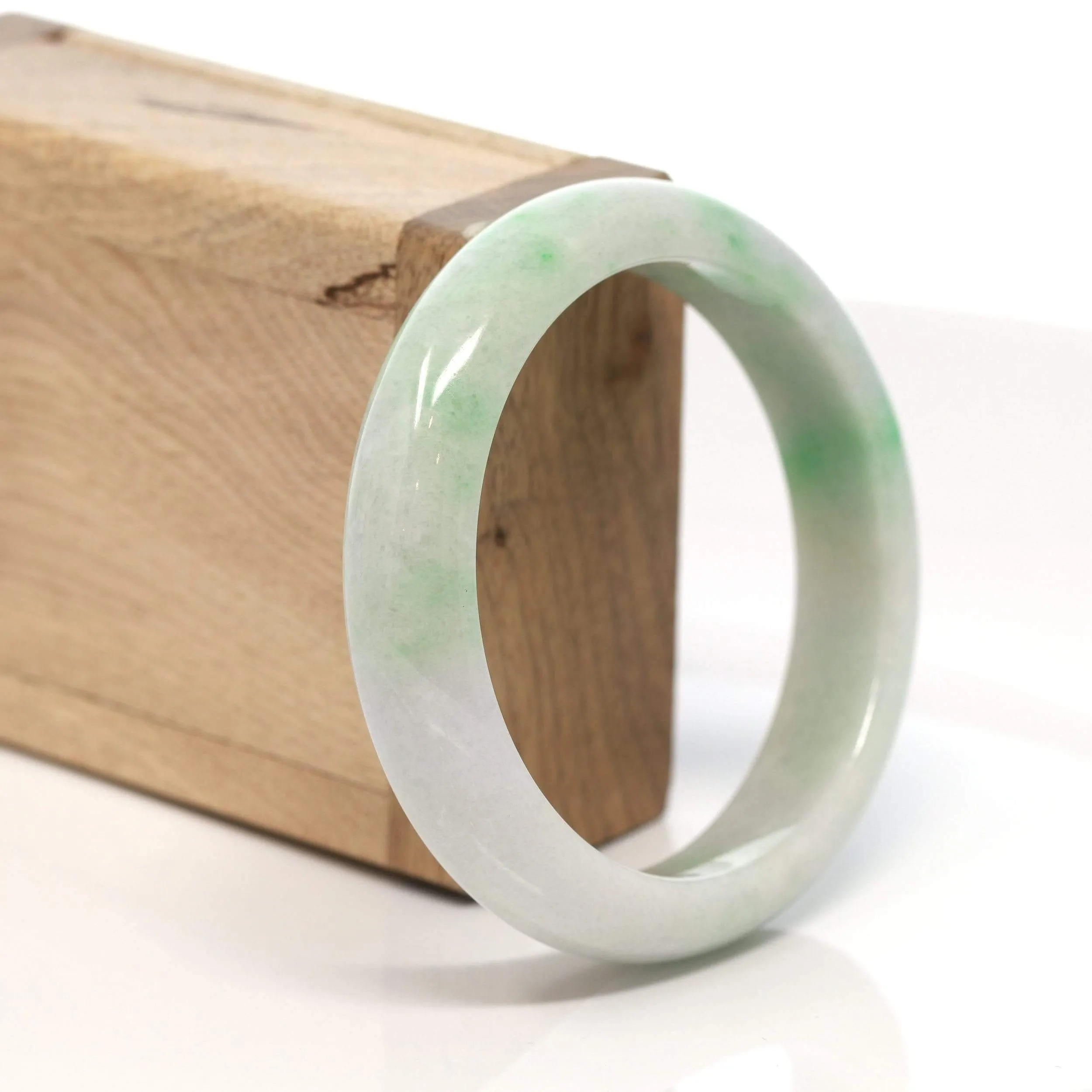 RealJade® "Classic Bangle" Genuine Burmese Green Jadeite Jade Bangle Bracelet (58.5 mm) #170