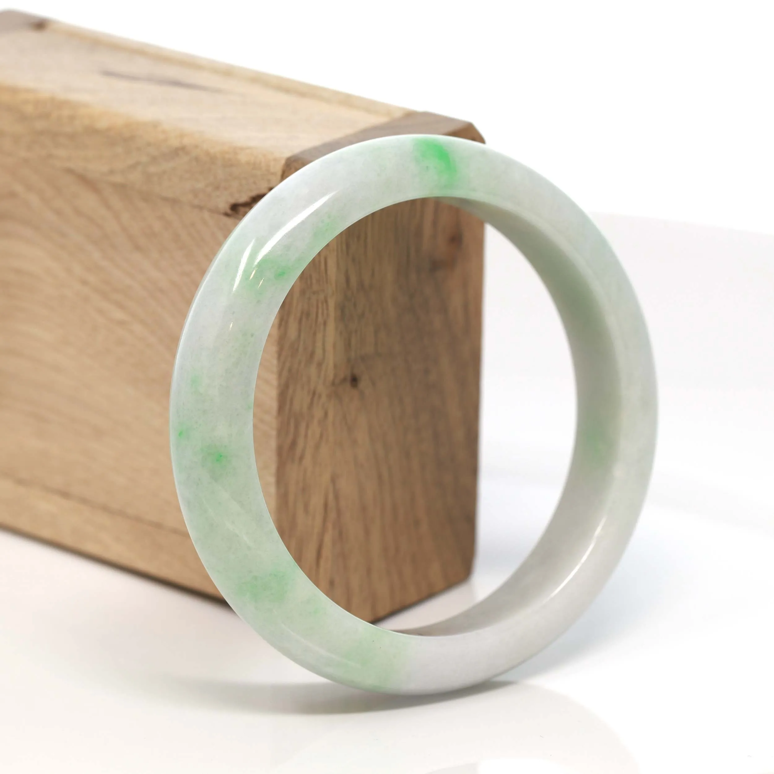 RealJade® "Classic Bangle" Genuine Burmese Green Jadeite Jade Bangle Bracelet (58.5 mm) #170
