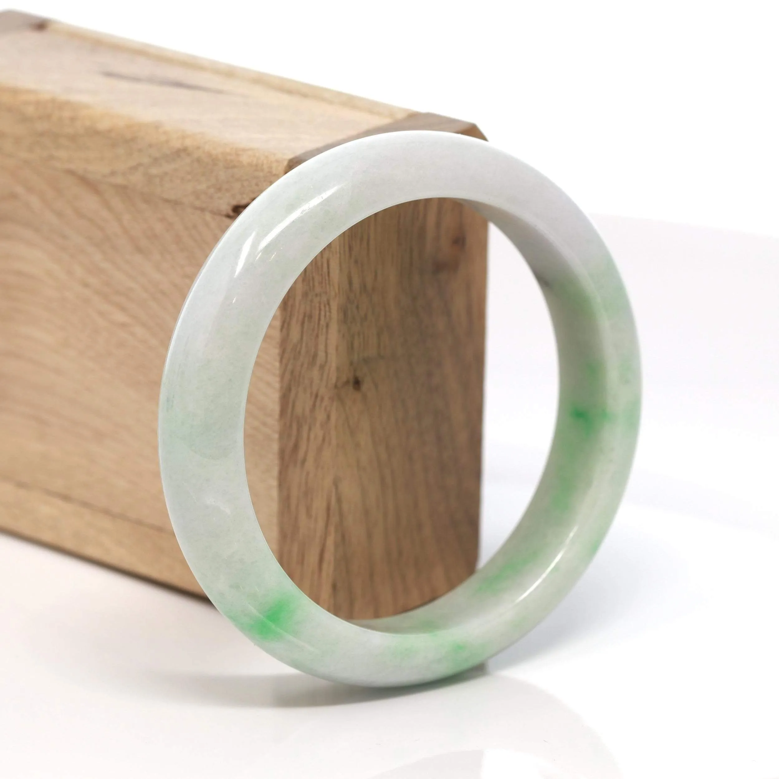 RealJade® "Classic Bangle" Genuine Burmese Green Jadeite Jade Bangle Bracelet (58.5 mm) #170