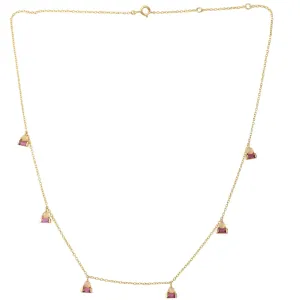 Rhdolite & Opal Droplet Station Choker Necklace
