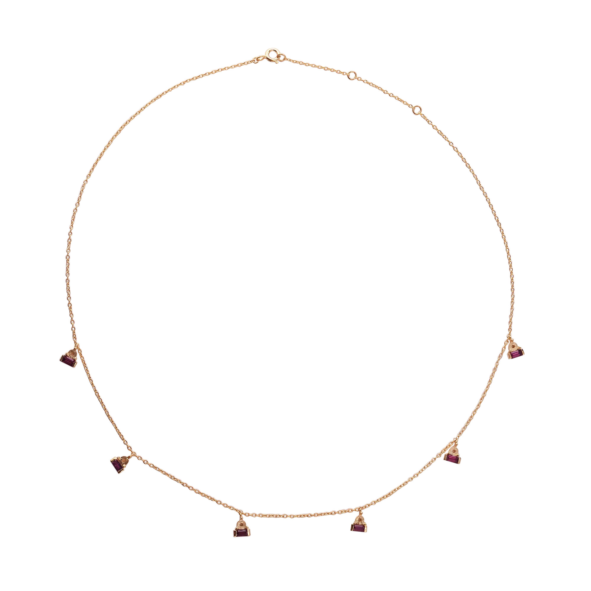Rhdolite & Opal Droplet Station Choker Necklace