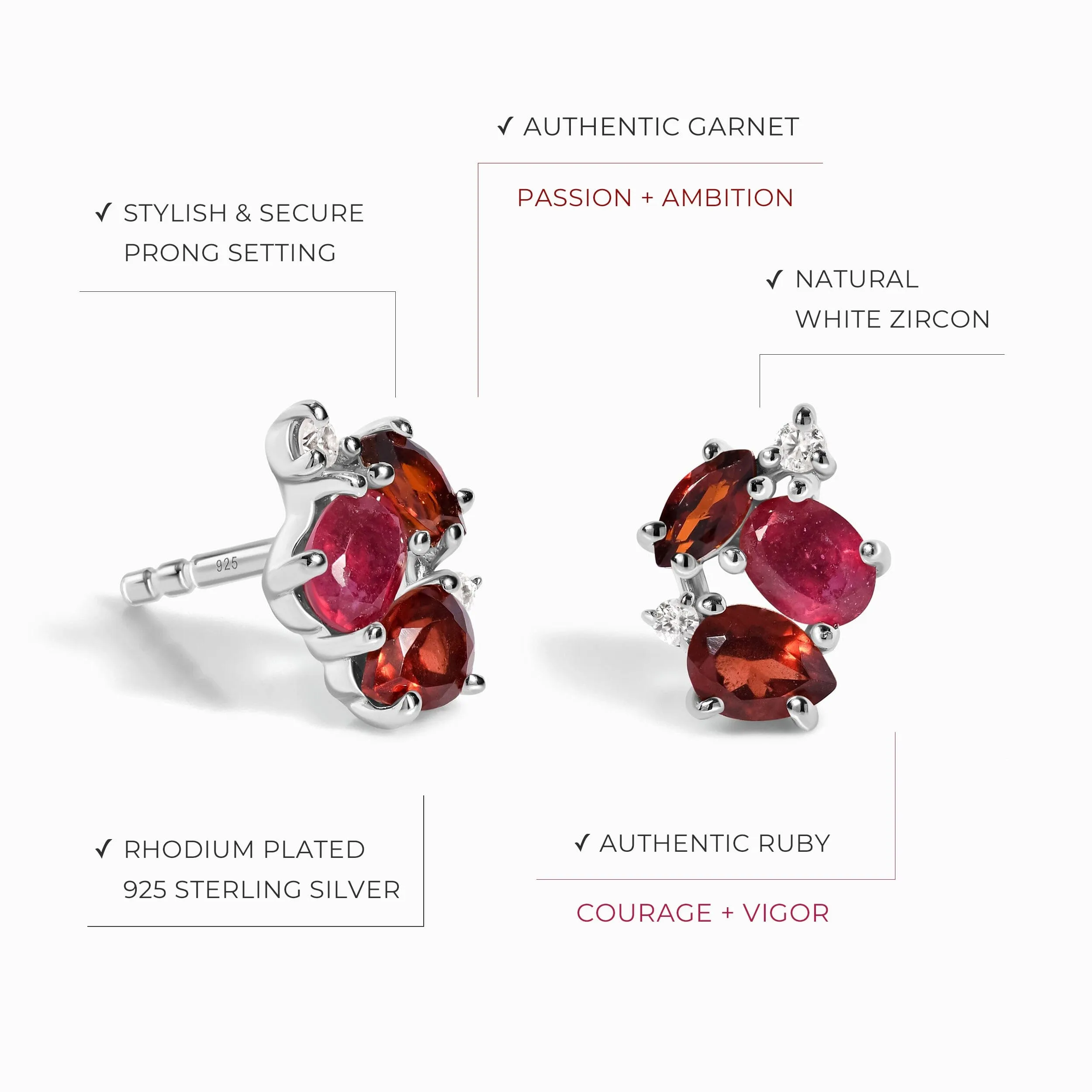 Ruby Garnet Earrings - Orion