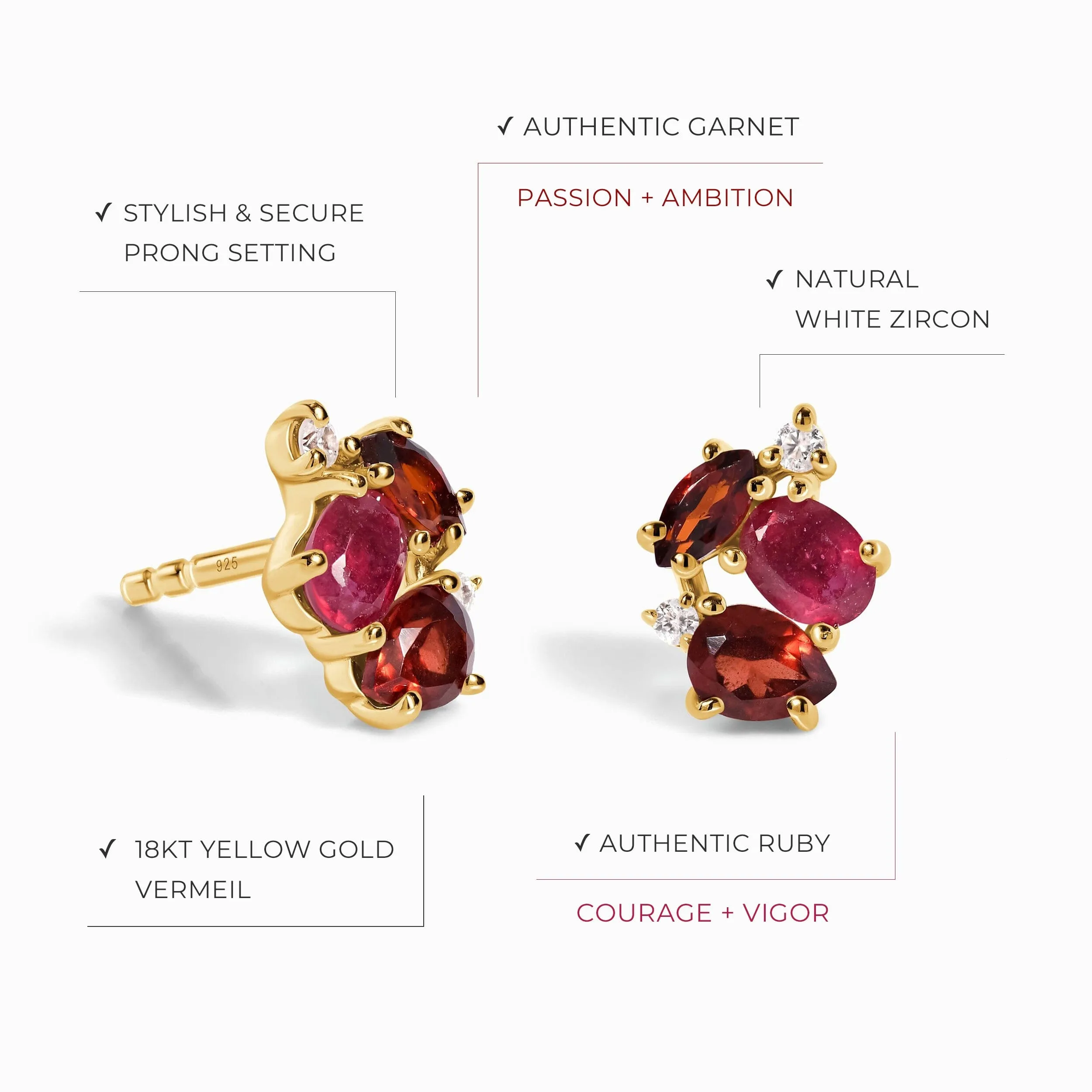 Ruby Garnet Earrings - Orion
