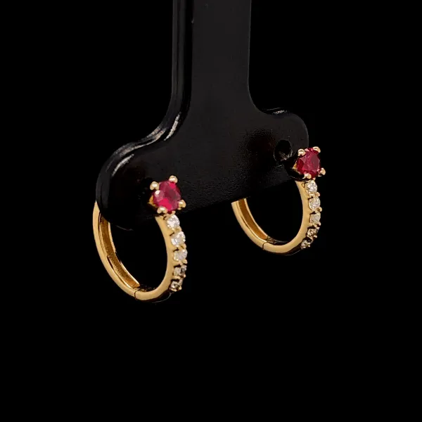 Ruby Round Diamond Hoop Earrings