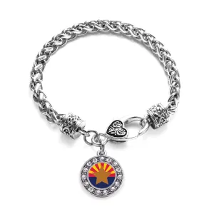 Silver Arizona Flag Circle Charm Braided Bracelet