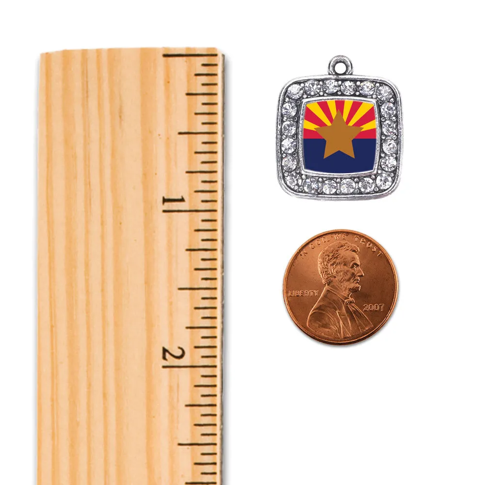 Silver Arizona Flag Square Charm Toggle Bracelet