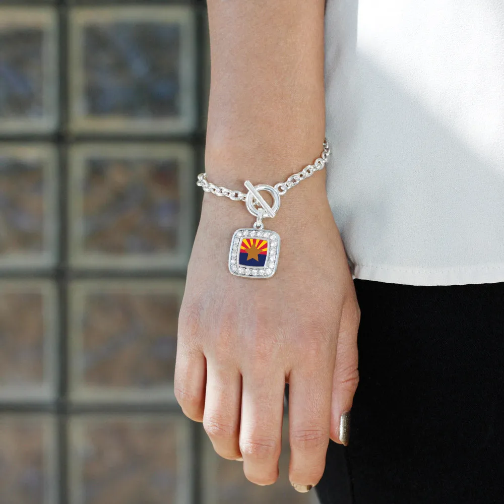 Silver Arizona Flag Square Charm Toggle Bracelet
