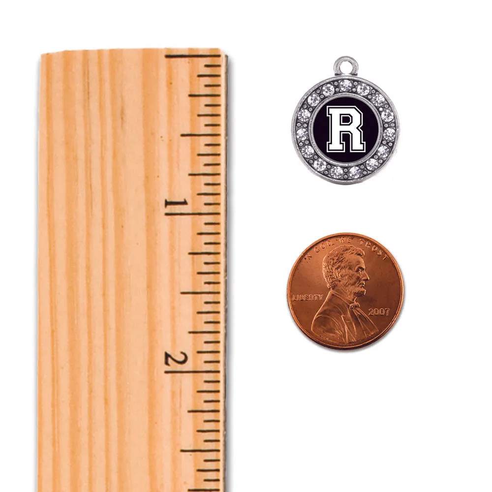Silver Baseball Glove - Sports Initial R Circle Charm Toggle Bracelet