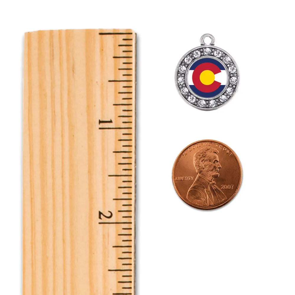 Silver Colorado Flag Circle Charm Braided Bracelet