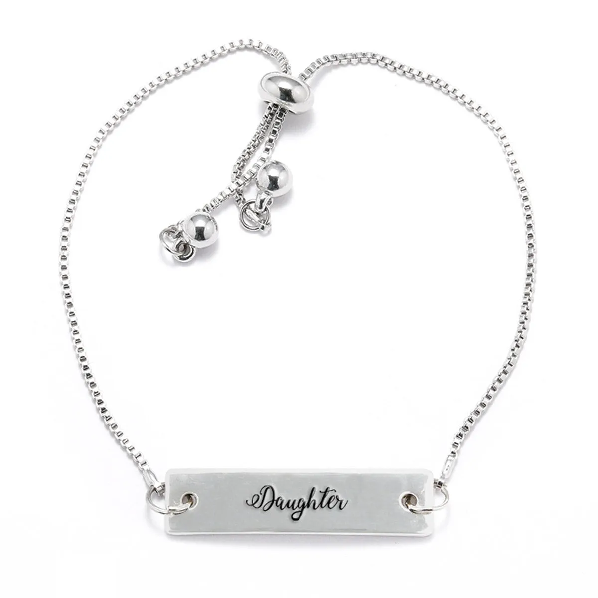 Silver Daughter - Script Adjustable Bar Bracelet