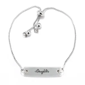 Silver Daughter - Script Adjustable Bar Bracelet