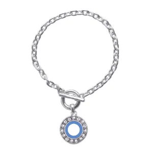 Silver Diabetes Blue Symbol Circle Charm Toggle Bracelet