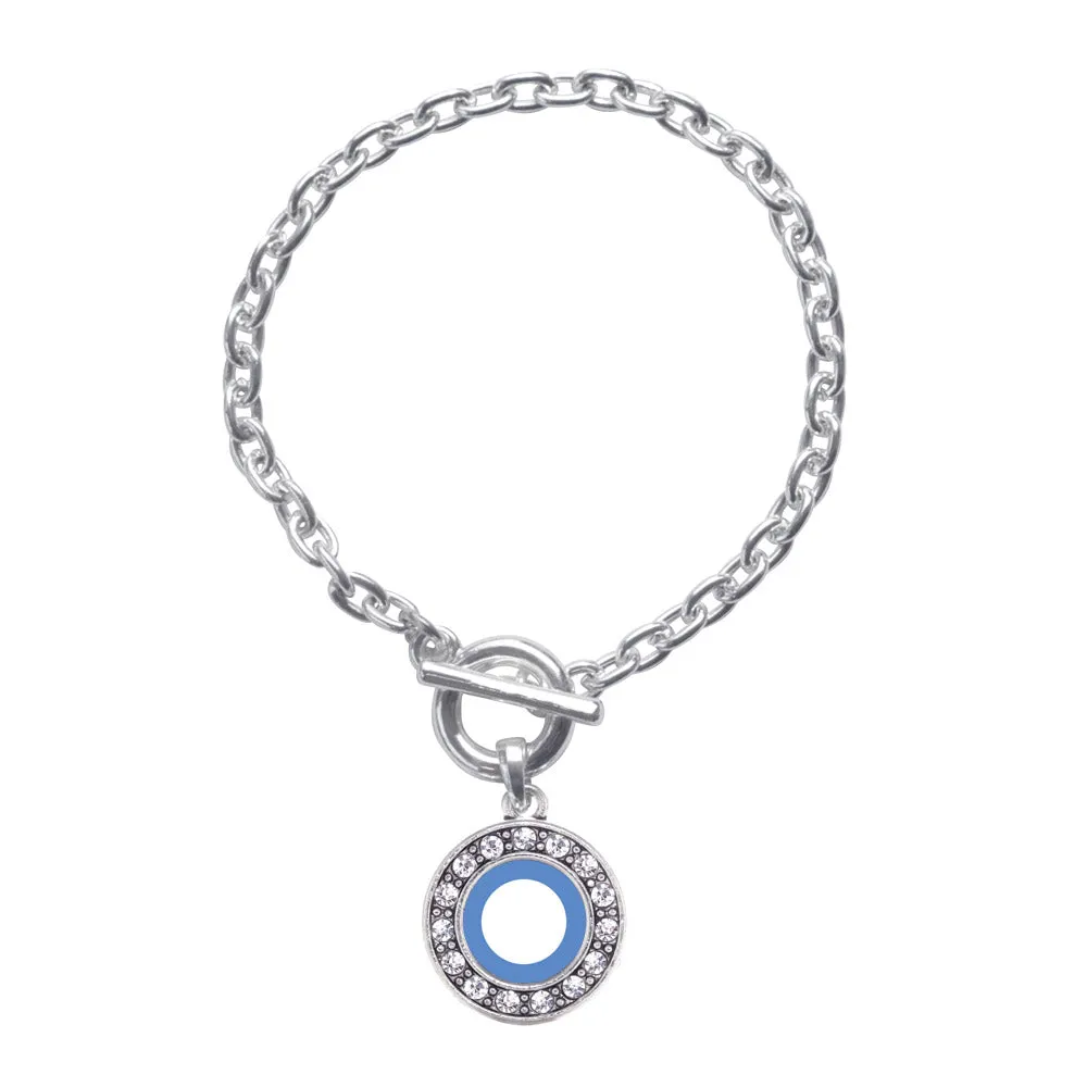 Silver Diabetes Blue Symbol Circle Charm Toggle Bracelet