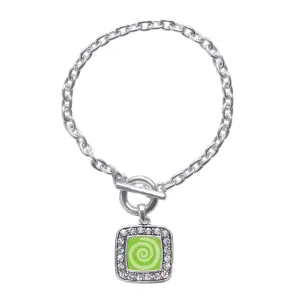 Silver Essential Tremor Symbol Square Charm Toggle Bracelet