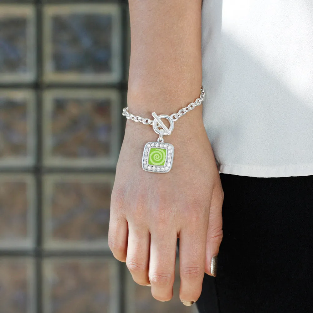 Silver Essential Tremor Symbol Square Charm Toggle Bracelet