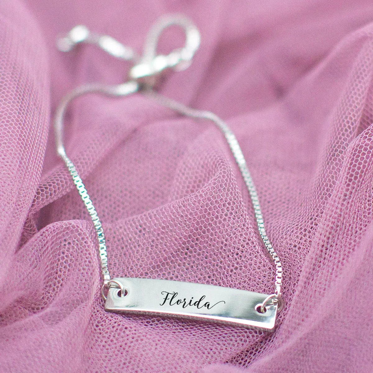Silver Florida Adjustable Bar Bracelet