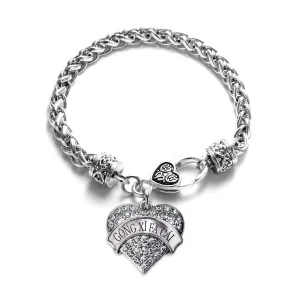 Silver Gōng Xǐ Fā Cái Pave Heart Charm Braided Bracelet