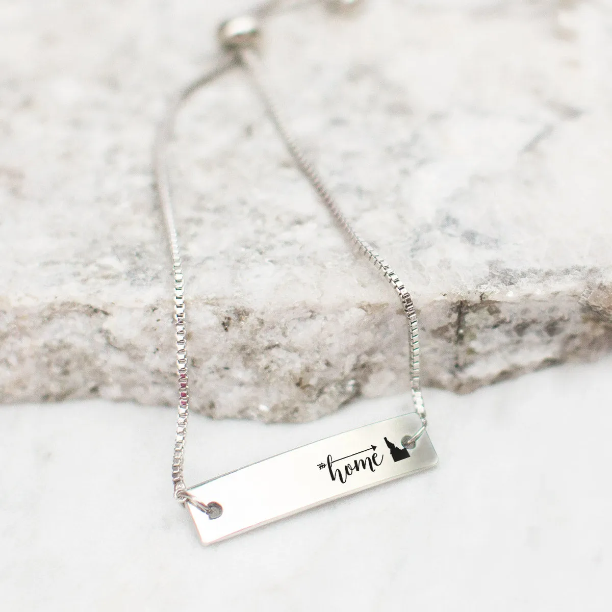 Silver Home is Idaho Adjustable Bar Bracelet