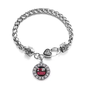 Silver I Love My Hubby Circle Charm Braided Bracelet