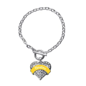 Silver Marigold Besties Pave Heart Charm Toggle Bracelet