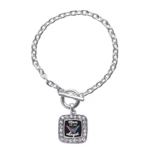 Silver Mom Of An Angel Square Charm Toggle Bracelet