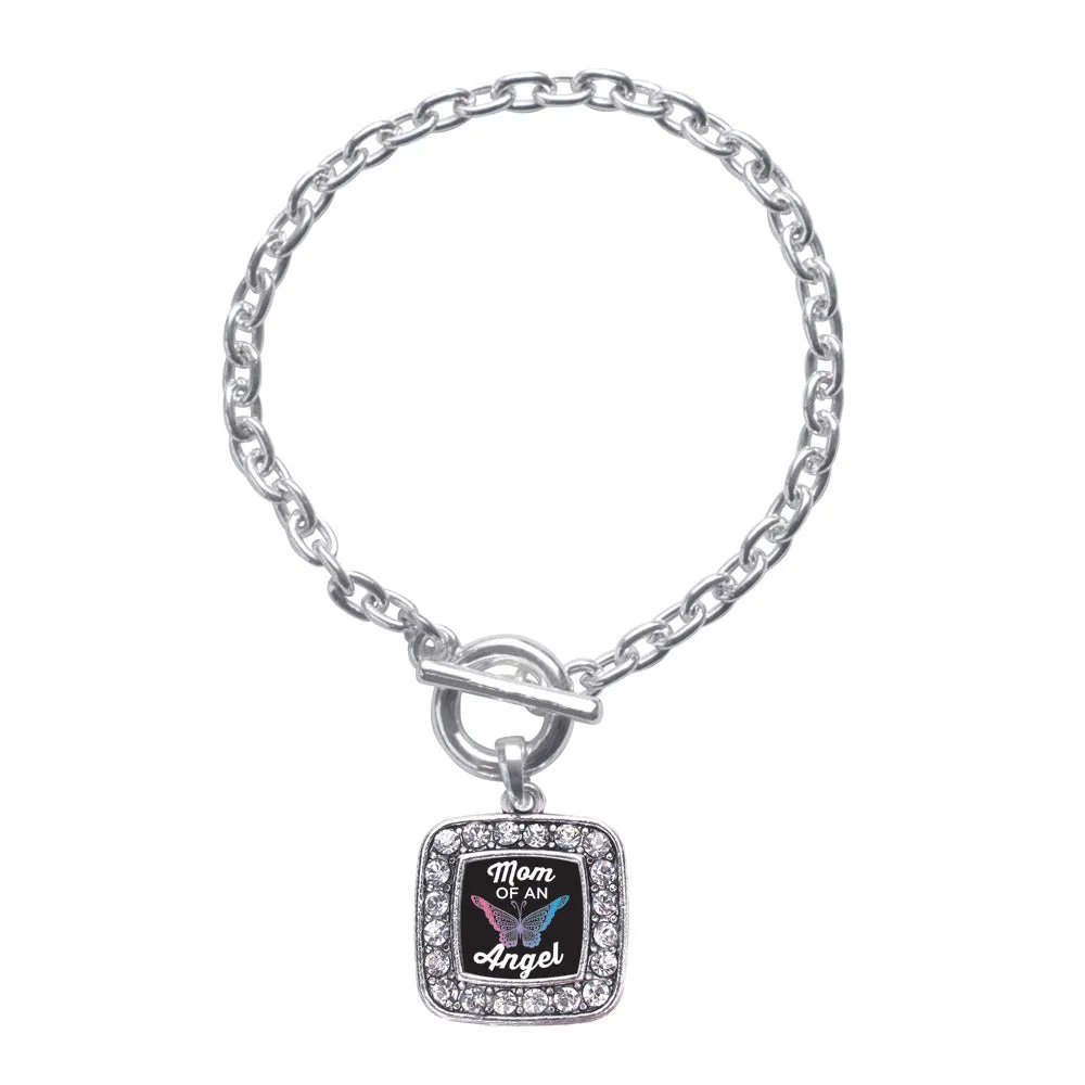 Silver Mom Of An Angel Square Charm Toggle Bracelet
