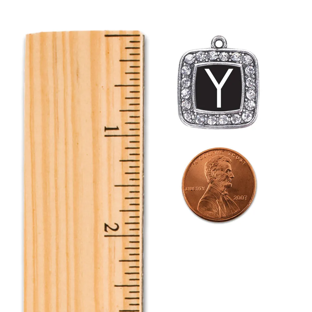 Silver My Initials - Letter Y Square Charm Toggle Bracelet