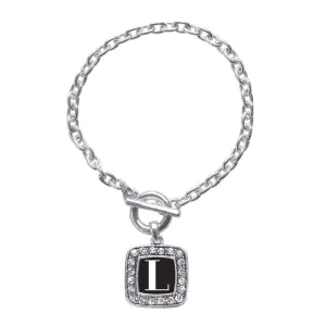 Silver My Vintage Initials - Letter L Square Charm Toggle Bracelet