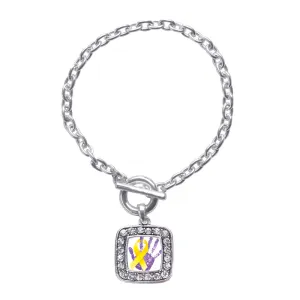 Silver Neuroblastoma Square Charm Toggle Bracelet